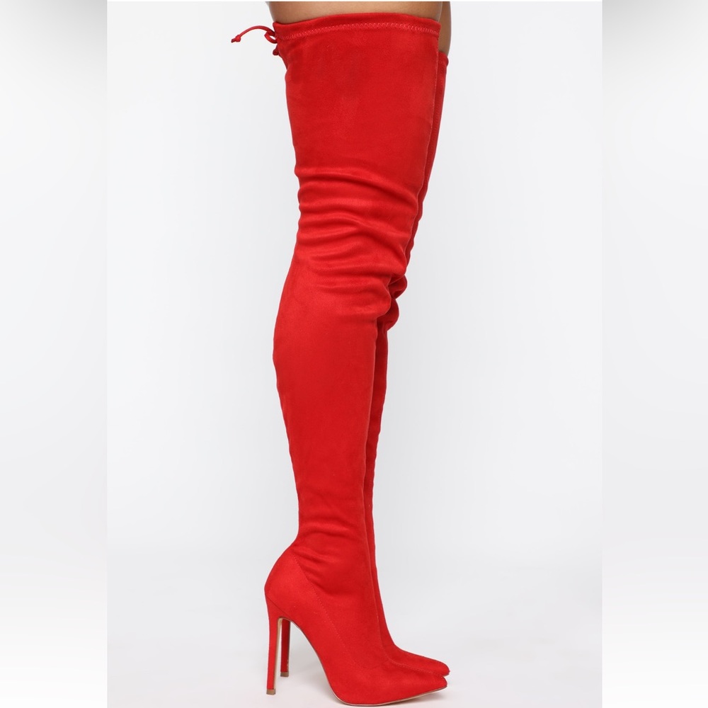Vicky over the knee boot red